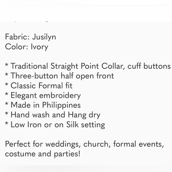 Men’s Jusilyn Barong Tagalog XXXL - Picture 9 of 11